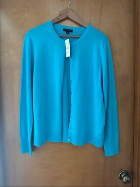 J. Crew Women's Bright Turquoise Button-Front Cardigan. Size L. NWT